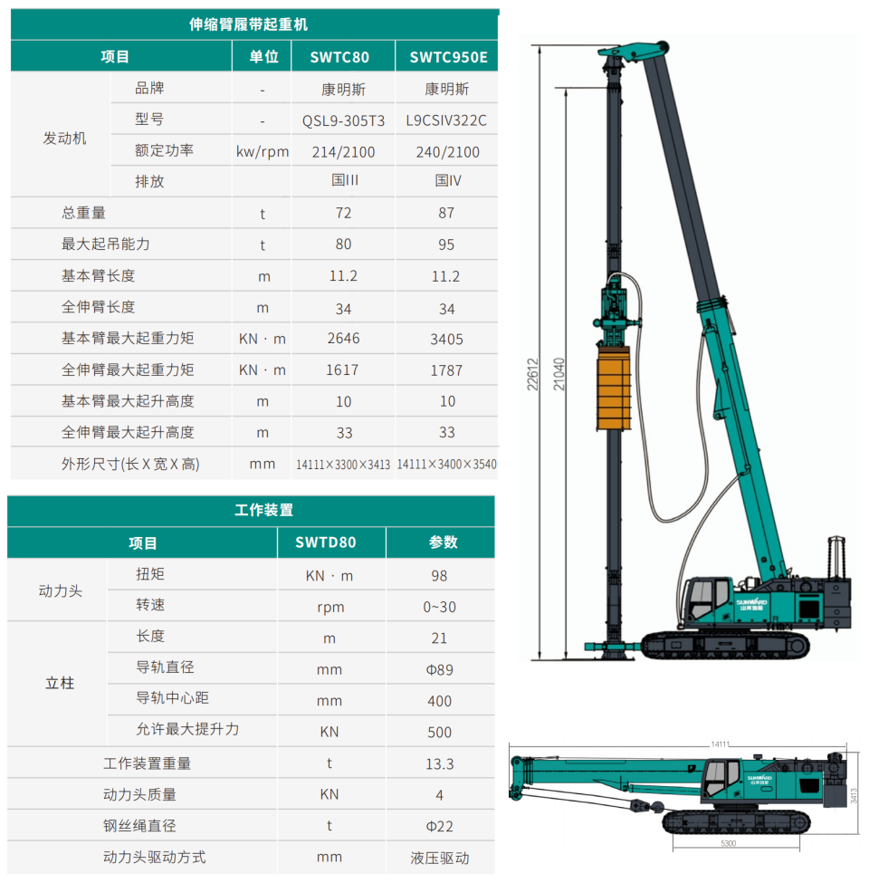 SWTC80 伸縮臂履帶起重機